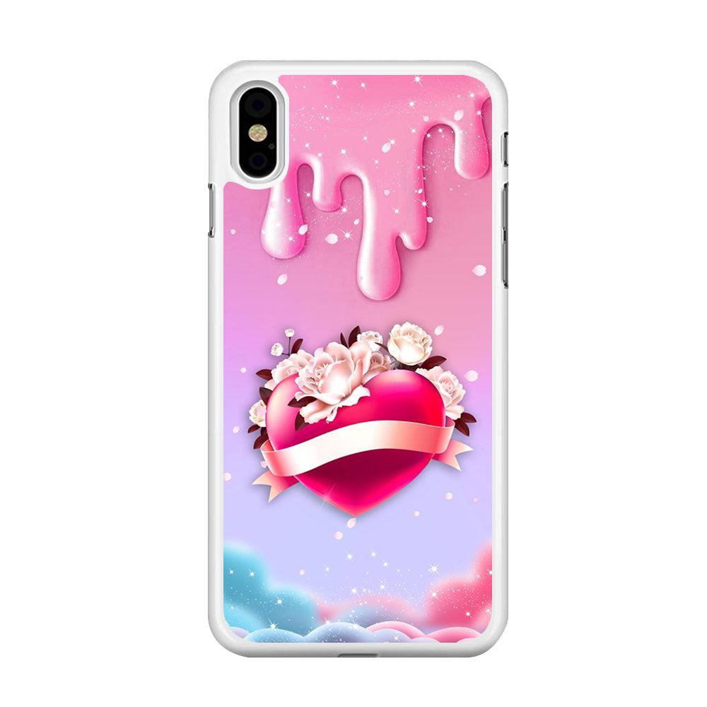Girly Cute Love Roses iPhone X Case-Rubber / White (2D Case)-Xtracase