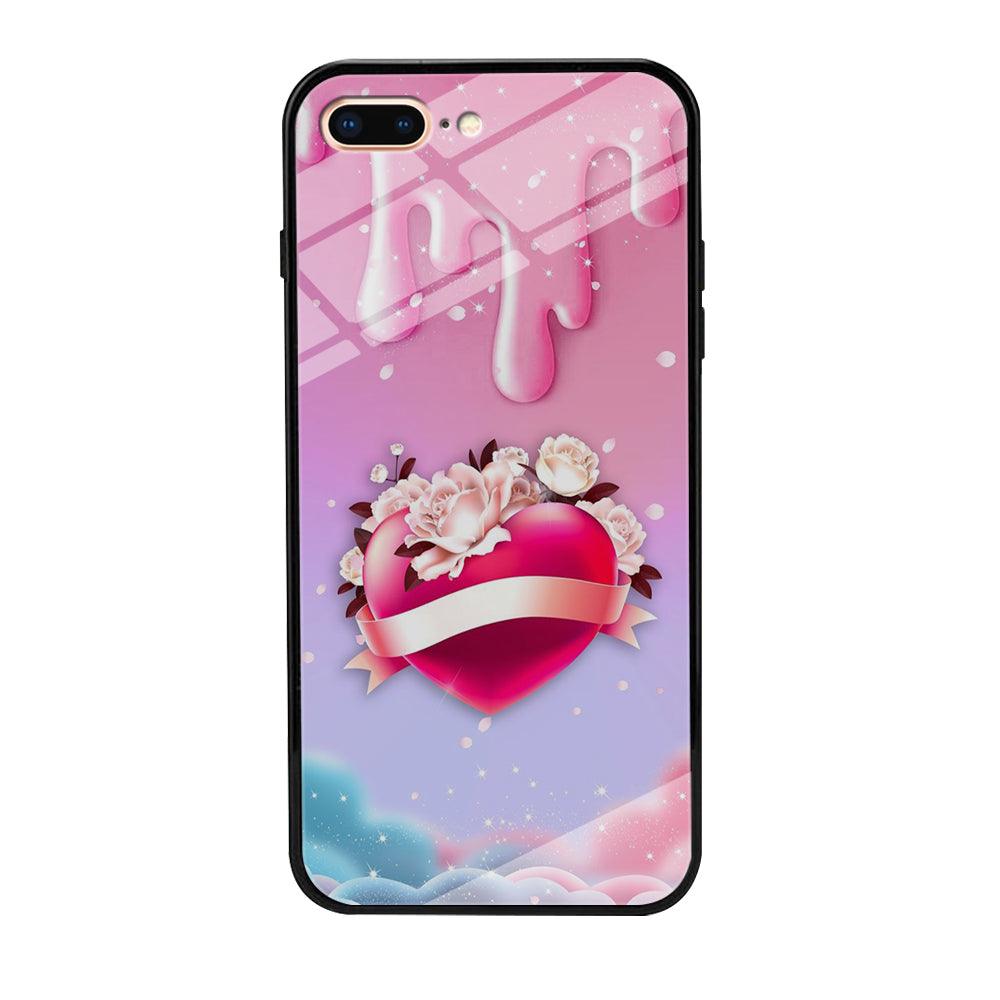 Girly Cute Love Roses iPhone 8 Plus Case-Tempered Glass Case-Xtracase