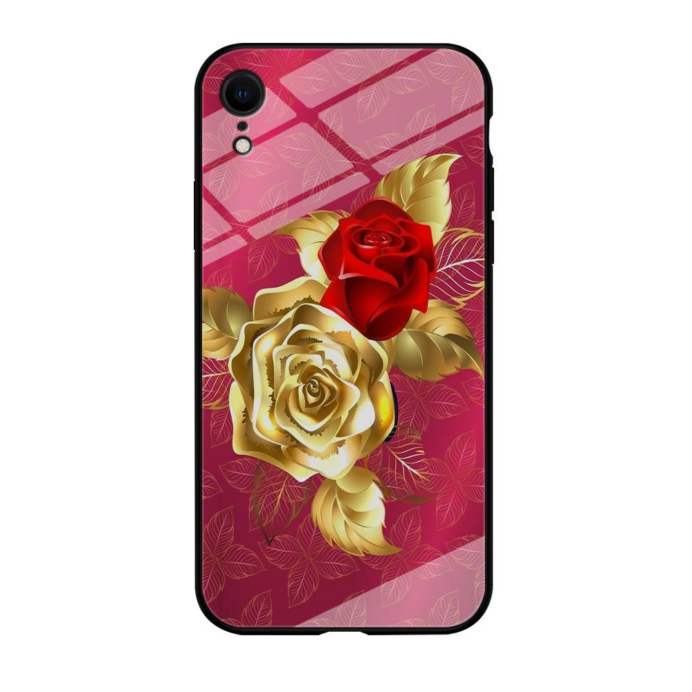 Girly Golden and Red Roses iPhone XR Case-Tempered Glass Case-Xtracase