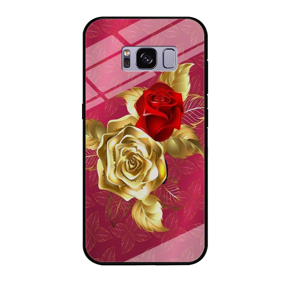 Girly Golden and Red Roses Samsung Galaxy S8 Case-Tempered Glass Case-Xtracase