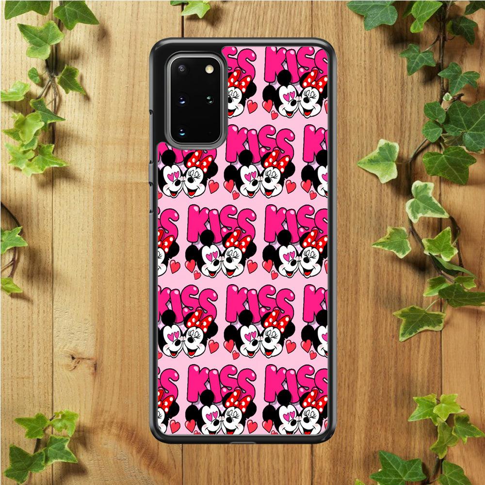 Girly Kiss Mickey Mouse Couple Samsung Galaxy S20 Plus Case-Rubber / White (2D Case)-Xtracase