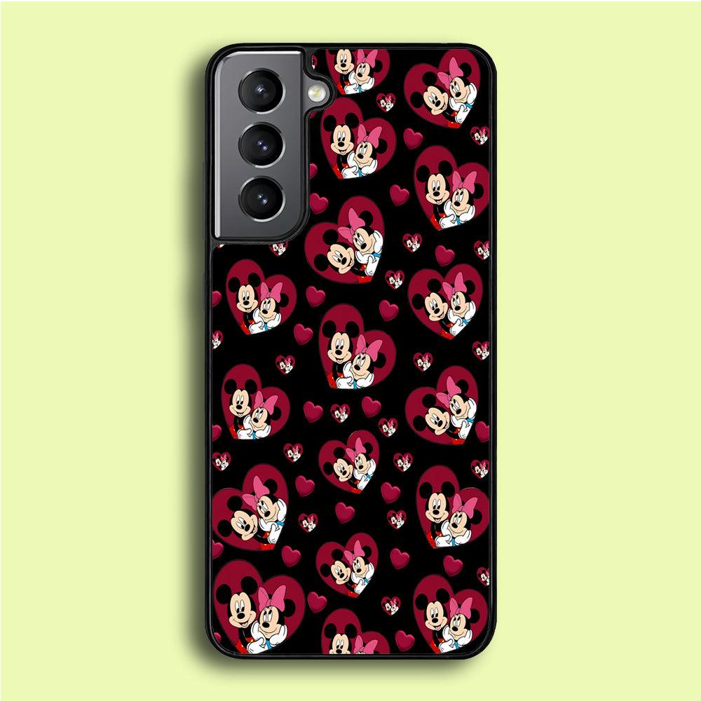 Girly Mickey Mouse Couple Samsung Galaxy S21 Plus Case-Rubber / White (2D Case)-Xtracase