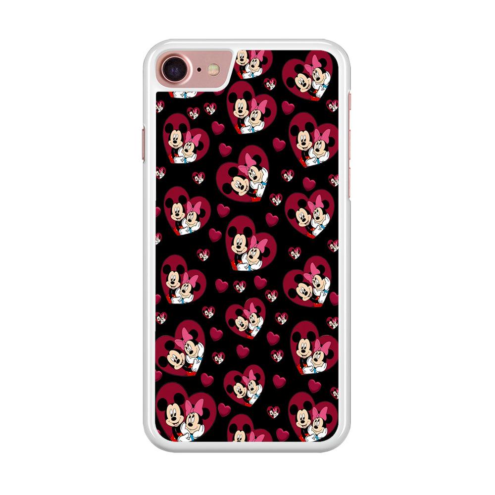 Girly Mickey Mouse Couple iPhone 8 Case-Rubber / White (2D Case)-Xtracase