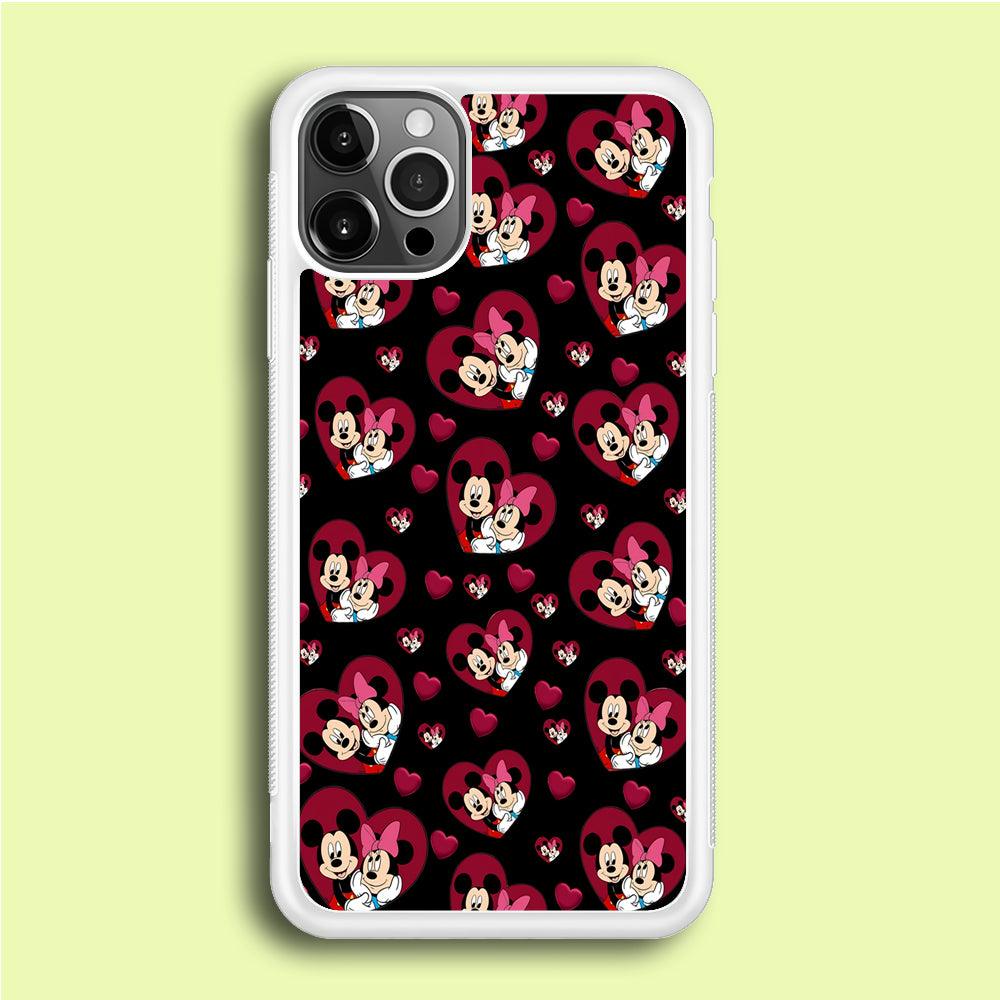 Girly Mickey Mouse Couple iPhone 12 Pro Case-Rubber / White (2D Case)-Xtracase
