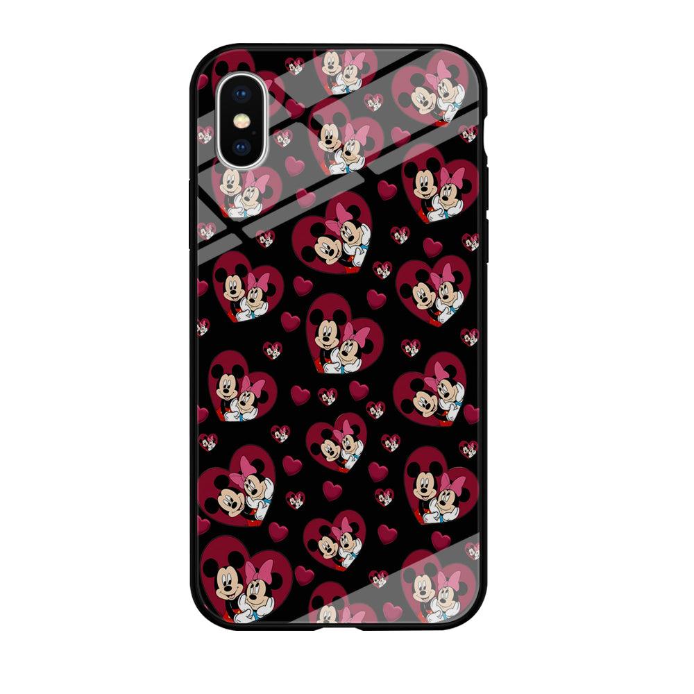 Girly Mickey Mouse Couple iPhone Xs Case-Tempered Glass Case-Xtracase