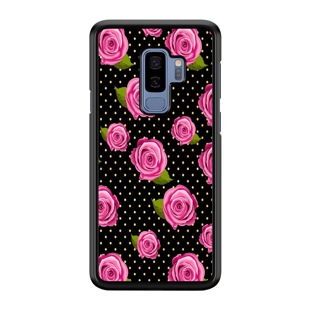 Girly Pink Rose Polka Samsung Galaxy S9 Plus Case-Plastic / Full Wrap (3D Case)-Xtracase