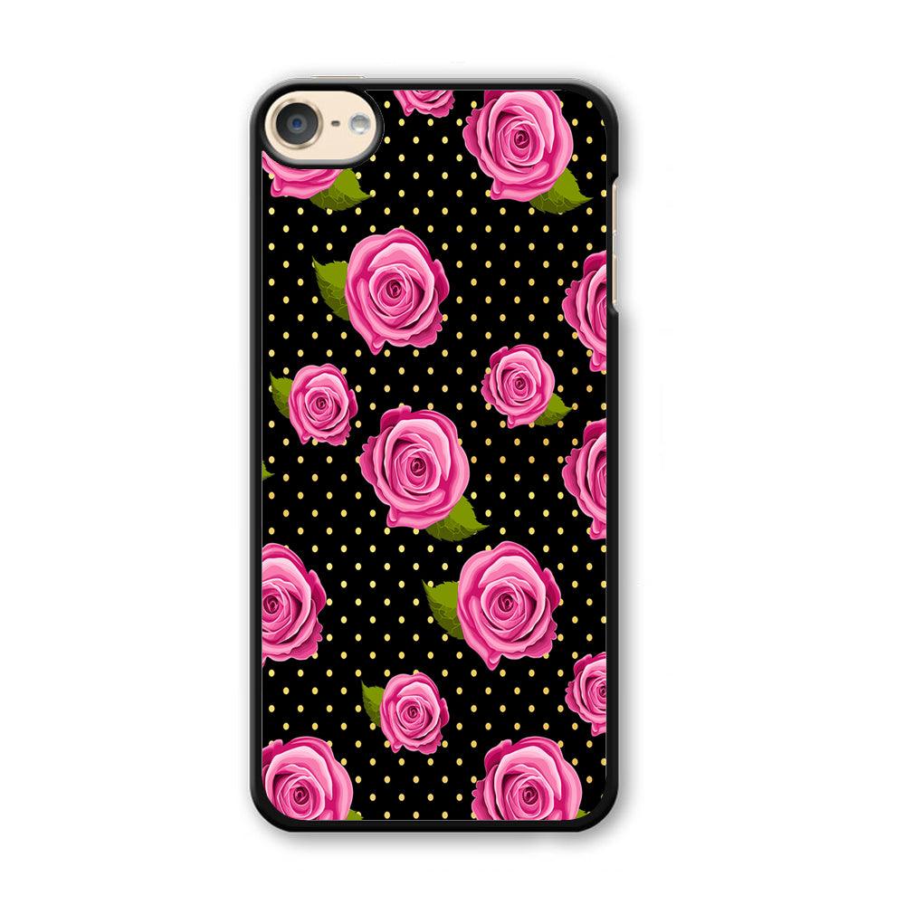 Girly Pink Rose Polka iPod Touch 6 Case-Plastic / Full Wrap (3D Case)-Xtracase