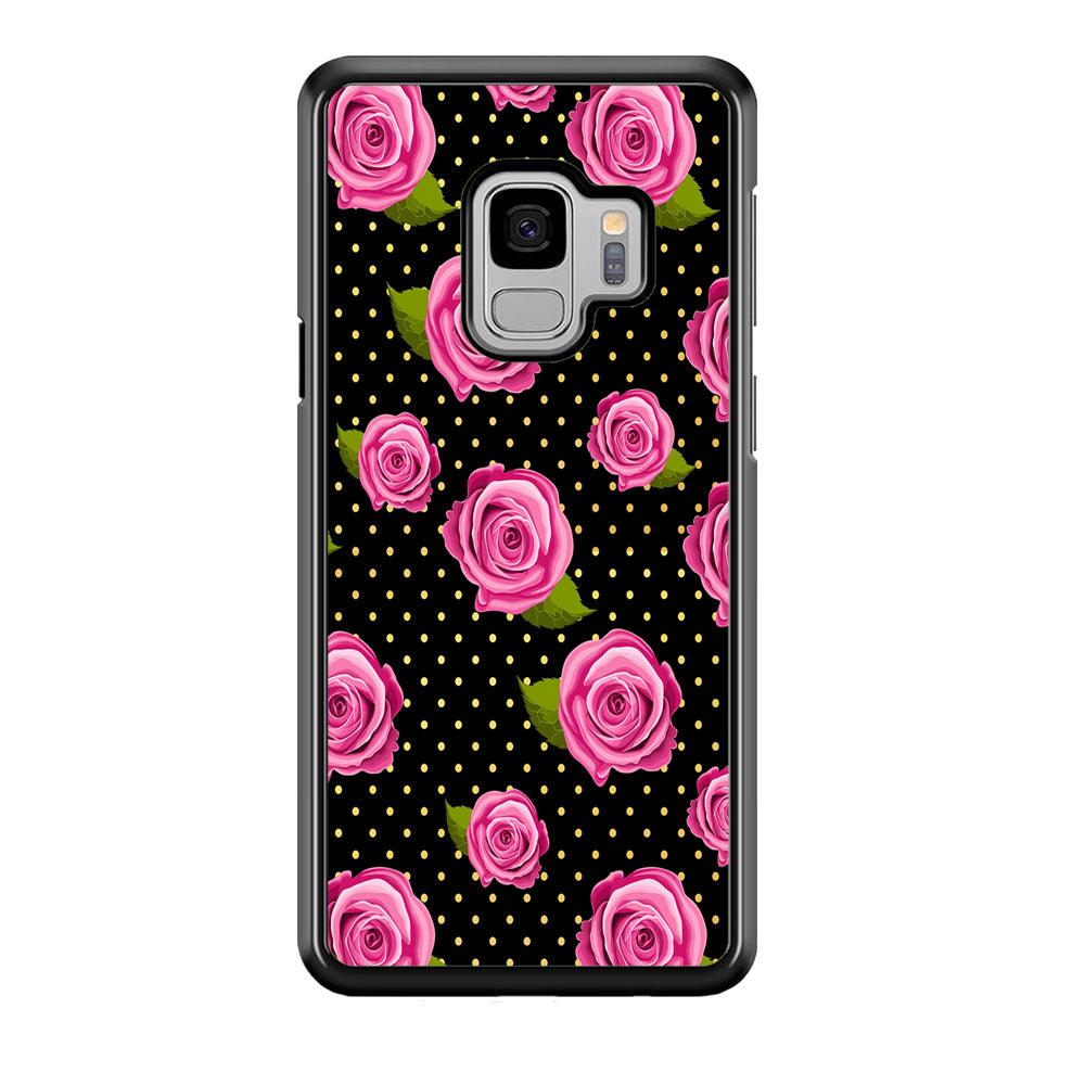 Girly Pink Rose Polka Samsung Galaxy S9 Case-Plastic / Full Wrap (3D Case)-Xtracase