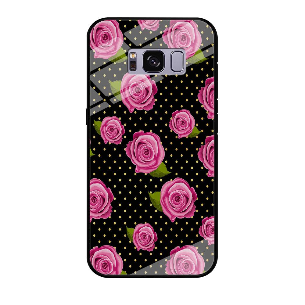 Girly Pink Rose Polka Samsung Galaxy S8 Case-Tempered Glass Case-Xtracase