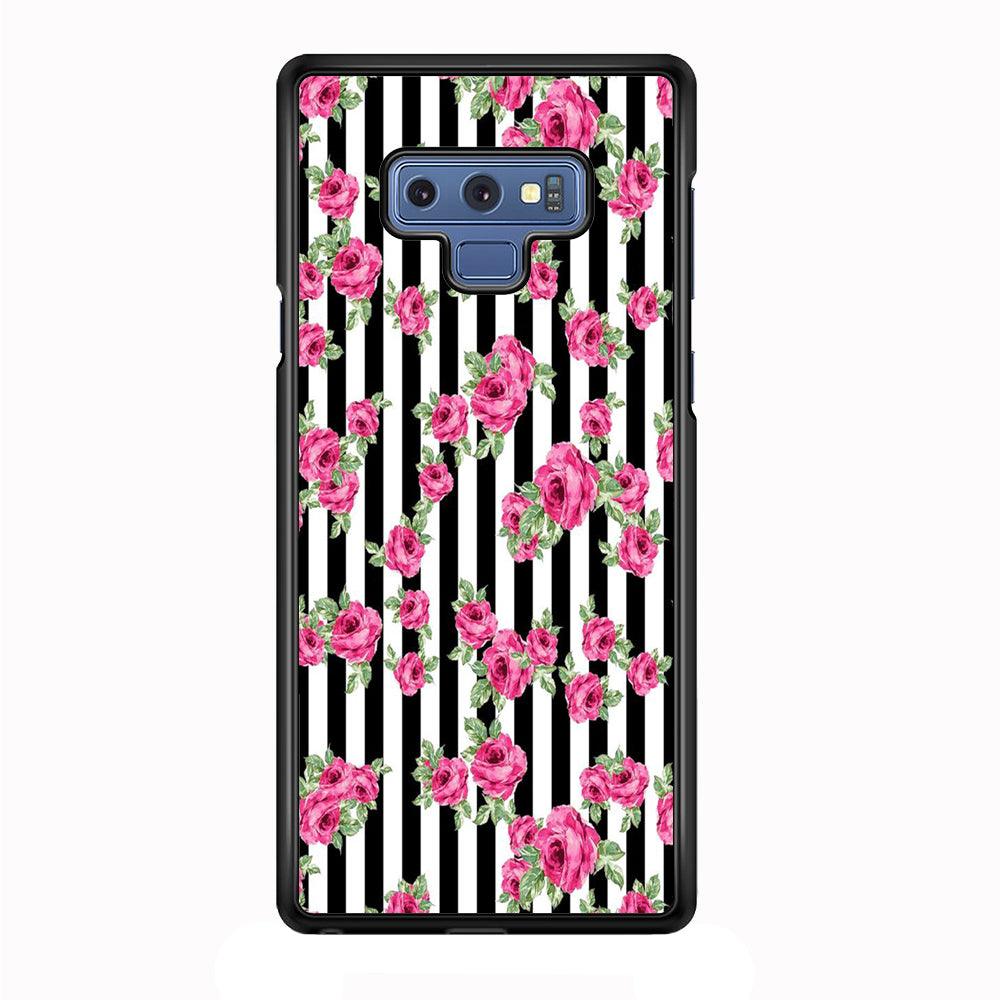 Girly Pink Rose Strip Samsung Galaxy Note 9 Case-Plastic / Full Wrap (3D Case)-Xtracase