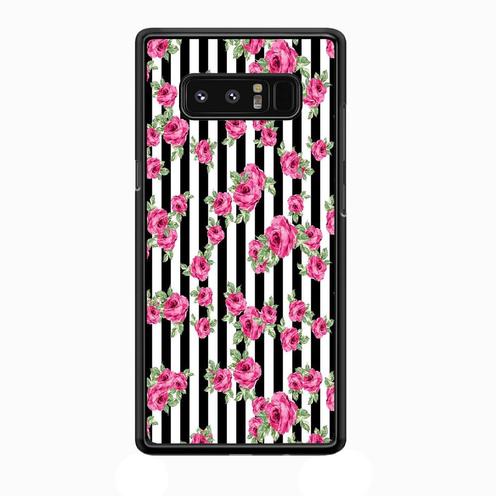Girly Pink Rose Strip Samsung Galaxy Note 8 Case-Plastic / Full Wrap (3D Case)-Xtracase