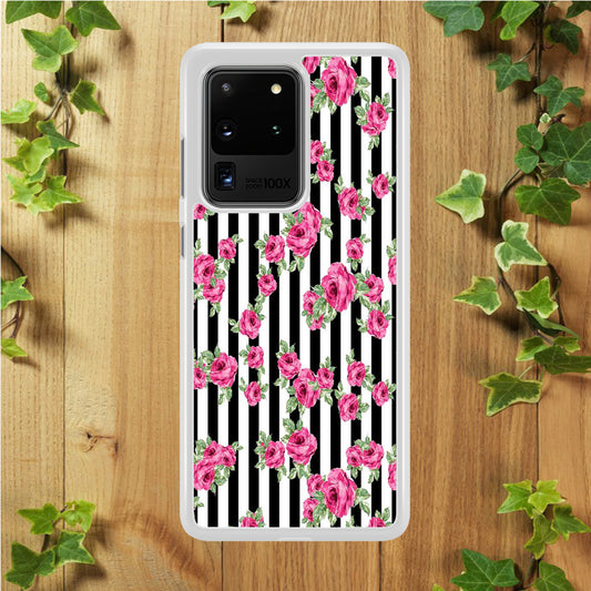 Girly Pink Rose Strip Samsung Galaxy S20 Ultra Case