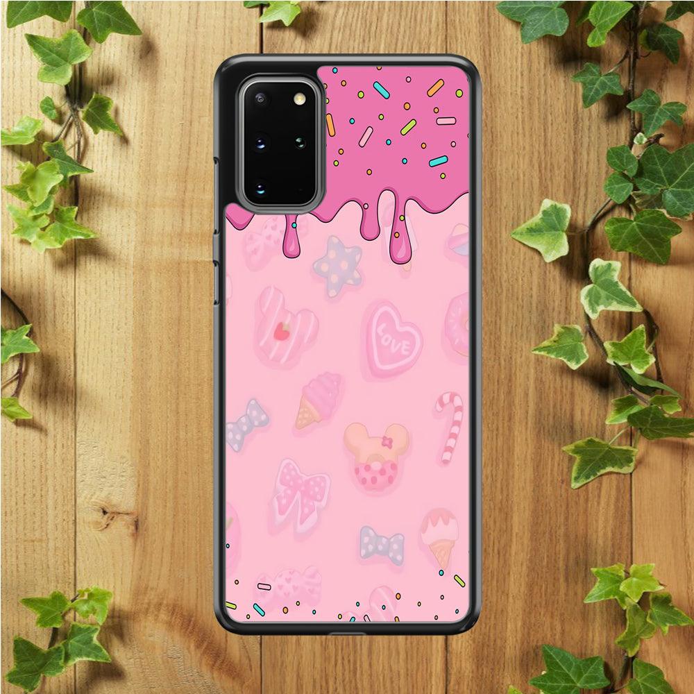 Girly Sweet Pink Cream Samsung Galaxy S20 Plus Case-Rubber / White (2D Case)-Xtracase