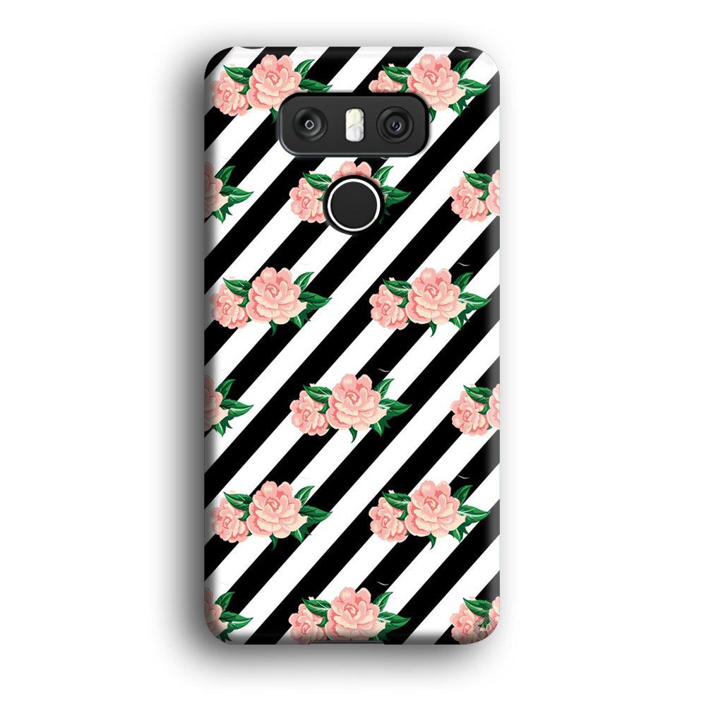 Girly Pink Rose Black Stripe LG G6 3D Case-Xtracase