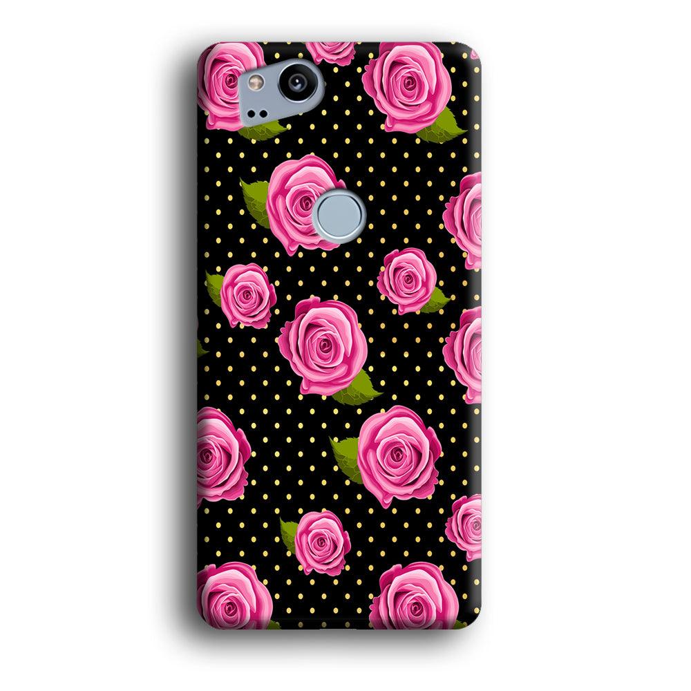 Girly Pink Rose Polka Google Pixel 2 3D Case-Xtracase