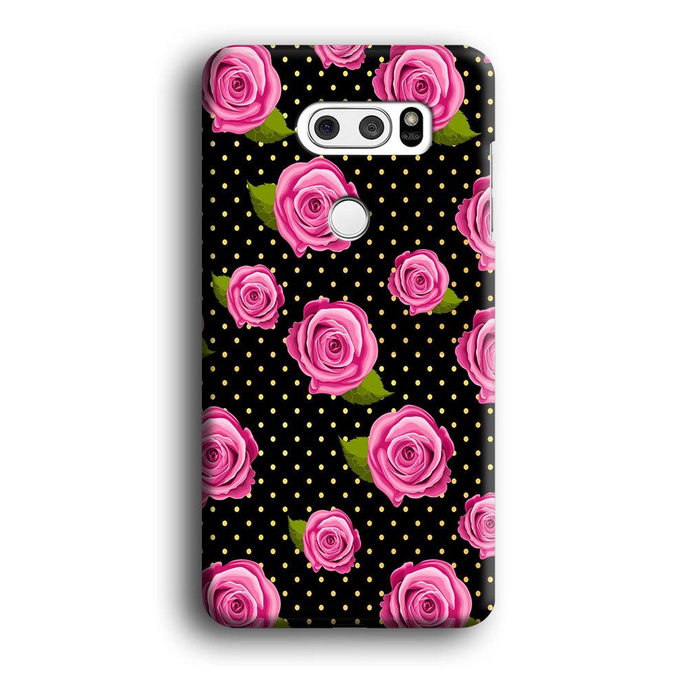 Girly Pink Rose Polka LG V30 3D Case-Xtracase