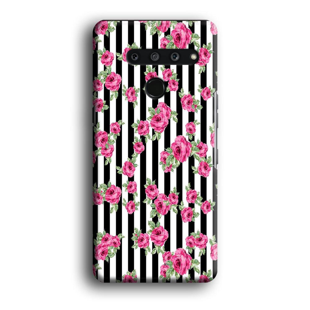 Girly Pink Rose Strip LG V50 3D Case-Xtracase