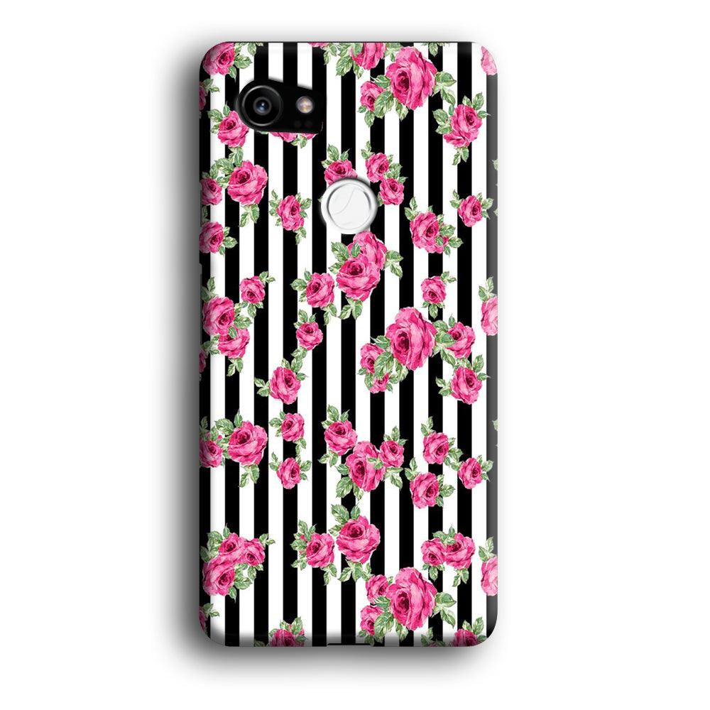 Girly Pink Rose Strip Google Pixel 2 XL 3D Case-Xtracase