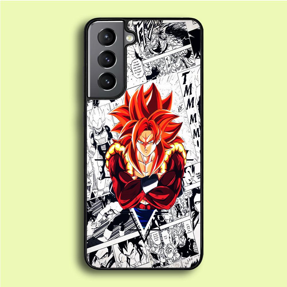 Gogeta Comic Background Samsung Galaxy S21 Plus Case-Rubber / White (2D Case)-Xtracase