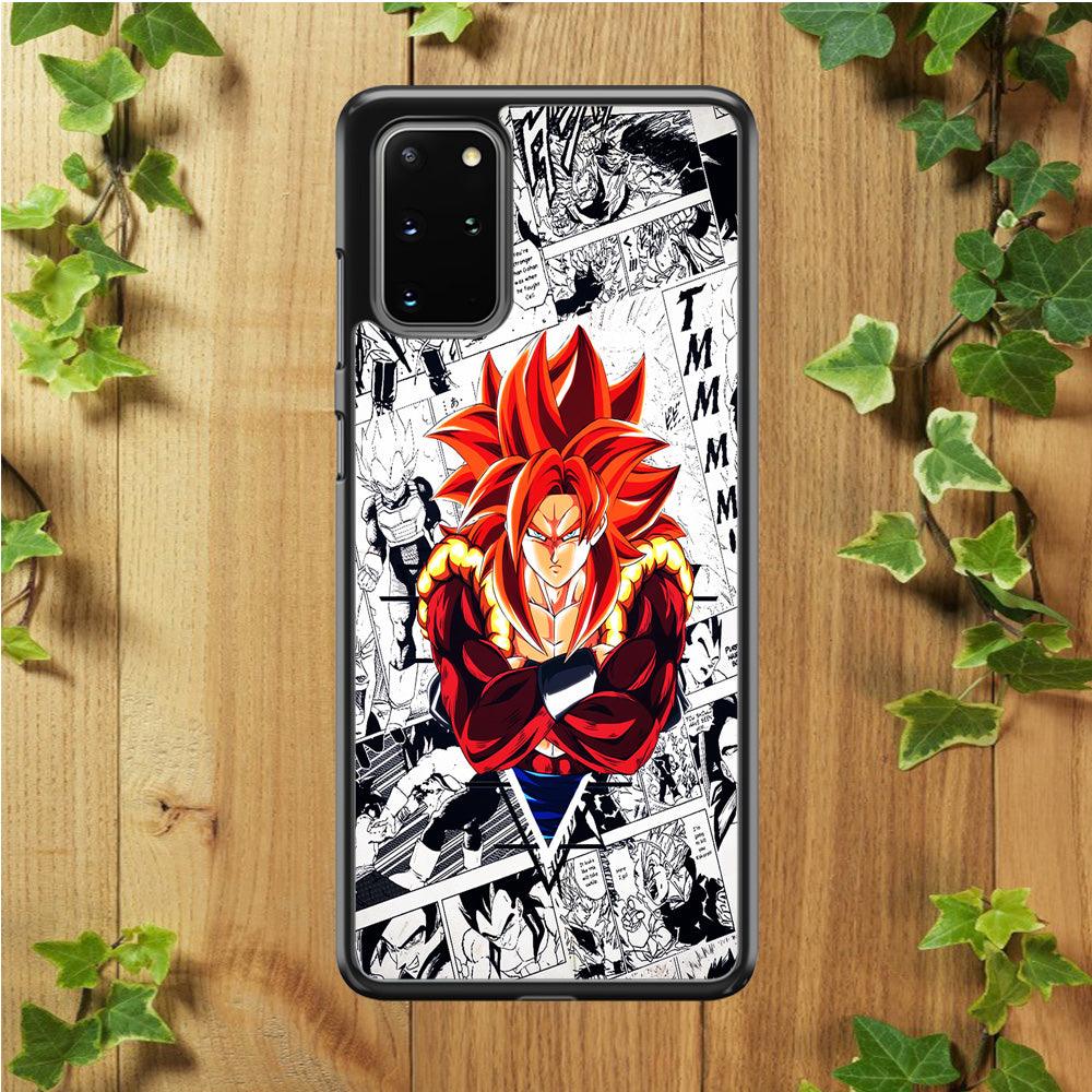 Gogeta Comic Background Samsung Galaxy S20 Plus Case-Rubber / White (2D Case)-Xtracase