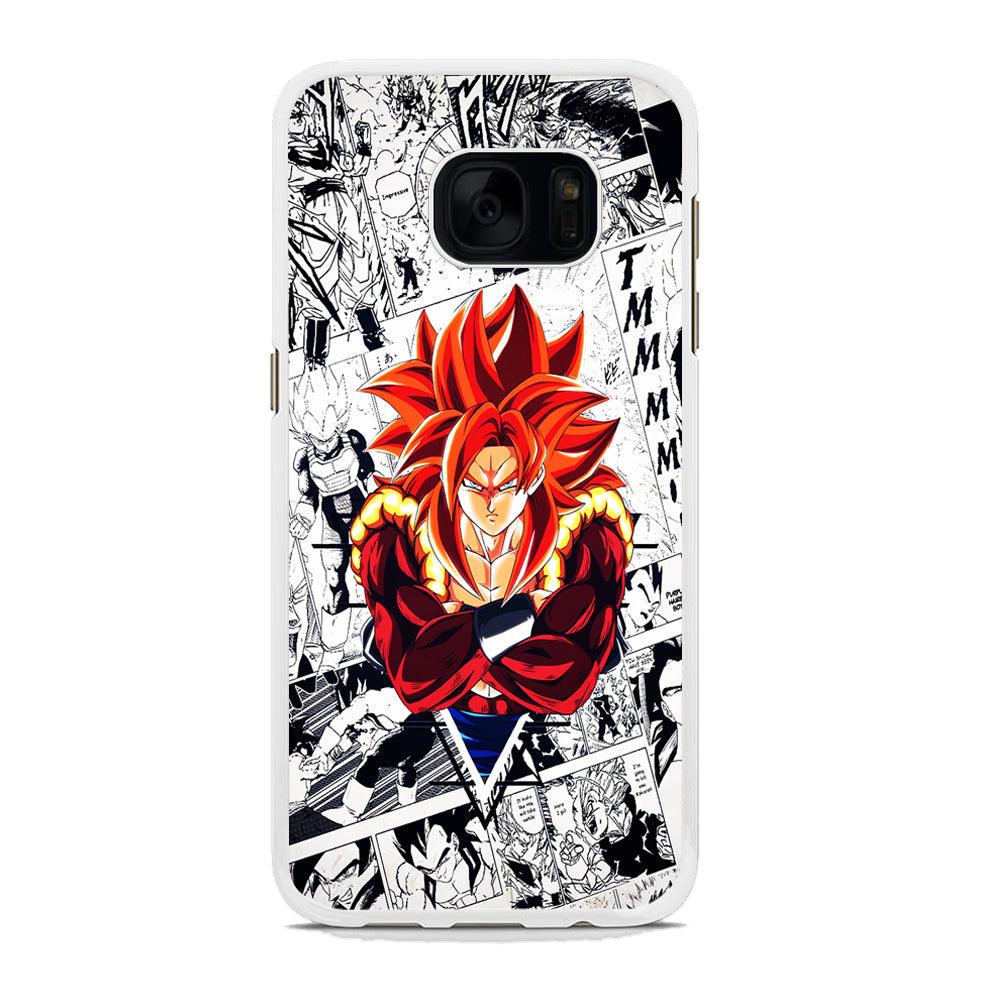 Gogeta Comic Background Samsung Galaxy S7 Edge Case-Rubber / White (2D Case)-Xtracase