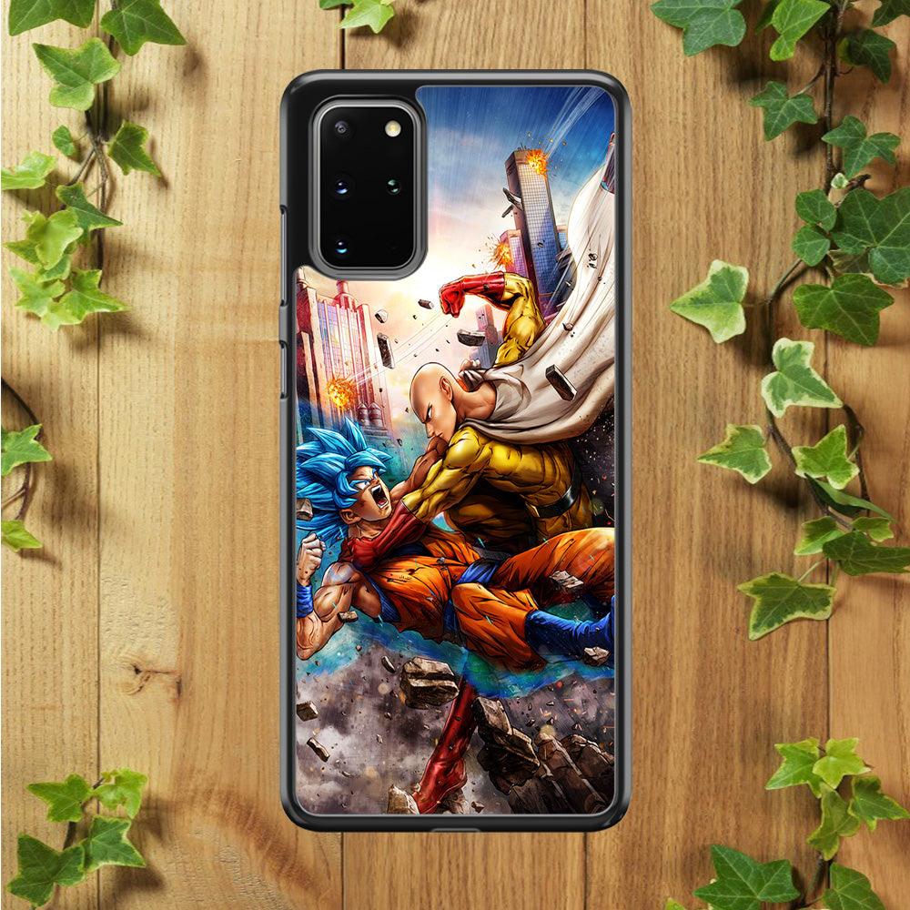Goku VS Saitama Samsung Galaxy S20 Plus Case-Rubber / Black (2D Case)-Xtracase