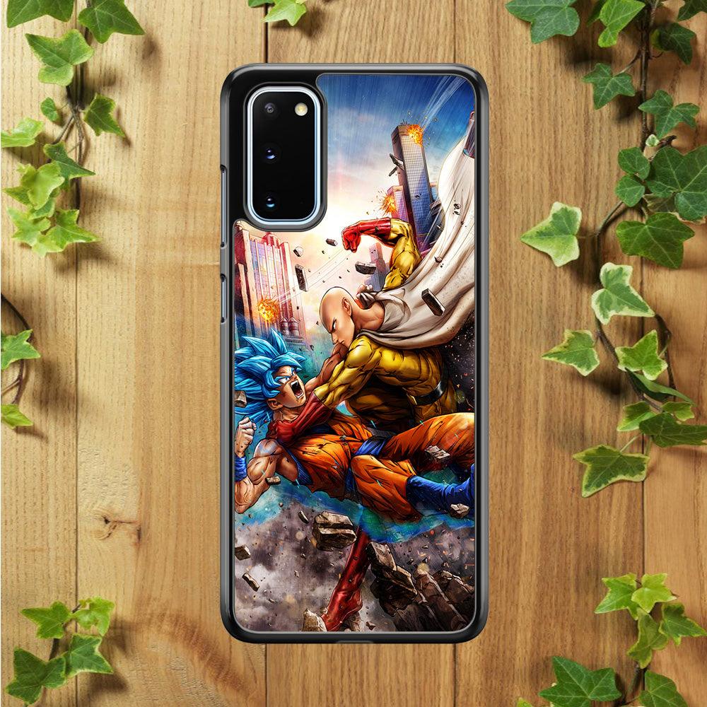 Goku VS Saitama Samsung Galaxy S20 Case-Rubber / Black (2D Case)-Xtracase