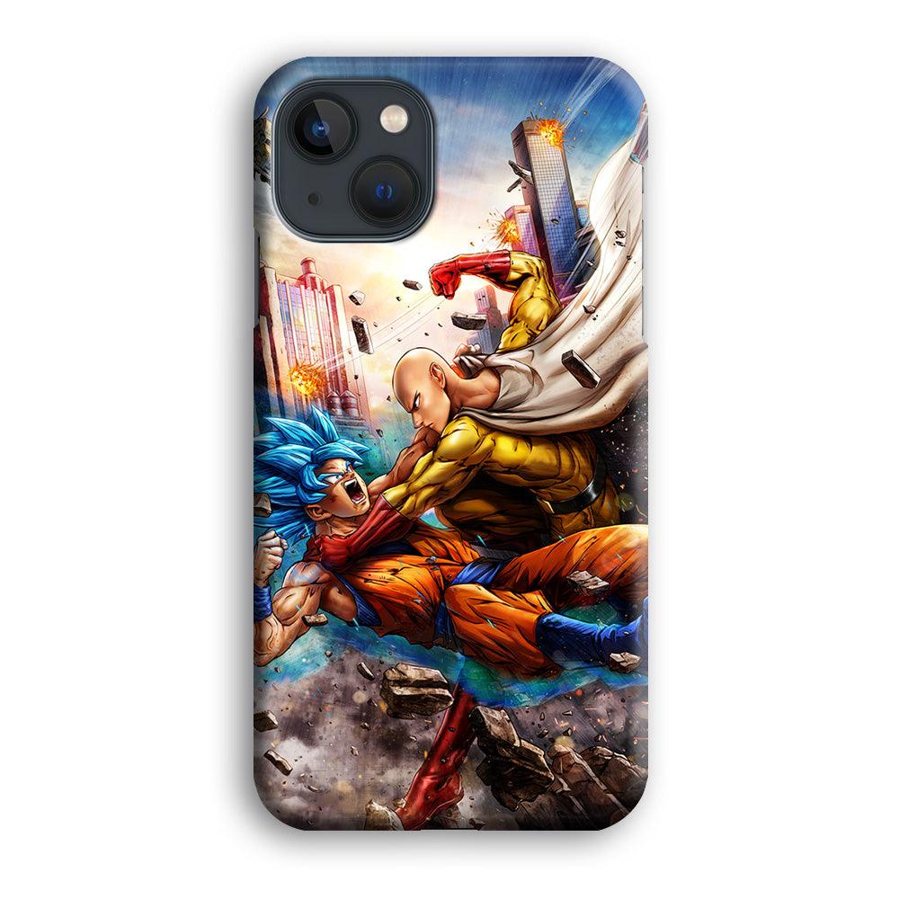 Goku VS Saitama iPhone 13 Case-Plastic / Full Wrap (3D Case)-Xtracase