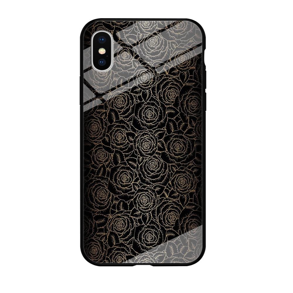 Gold Rose in The Dark iPhone Xs Case-Tempered Glass Case-Xtracase