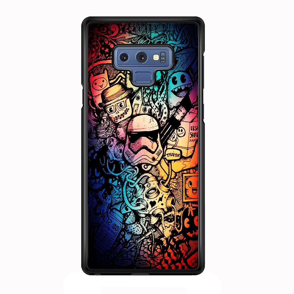 Graffiti Art Stormtrooper Samsung Galaxy Note 9 Case-Rubber / White (2D Case)-Xtracase