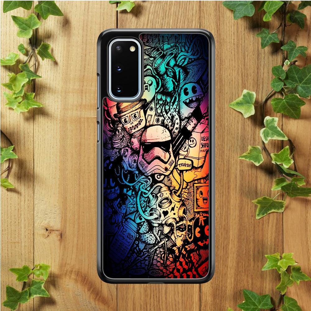 Graffiti Art Stormtrooper Samsung Galaxy S20 Case-Rubber / White (2D Case)-Xtracase