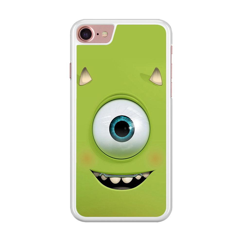Green Face Monster iPhone 8 Case-Rubber / White (2D Case)-Xtracase