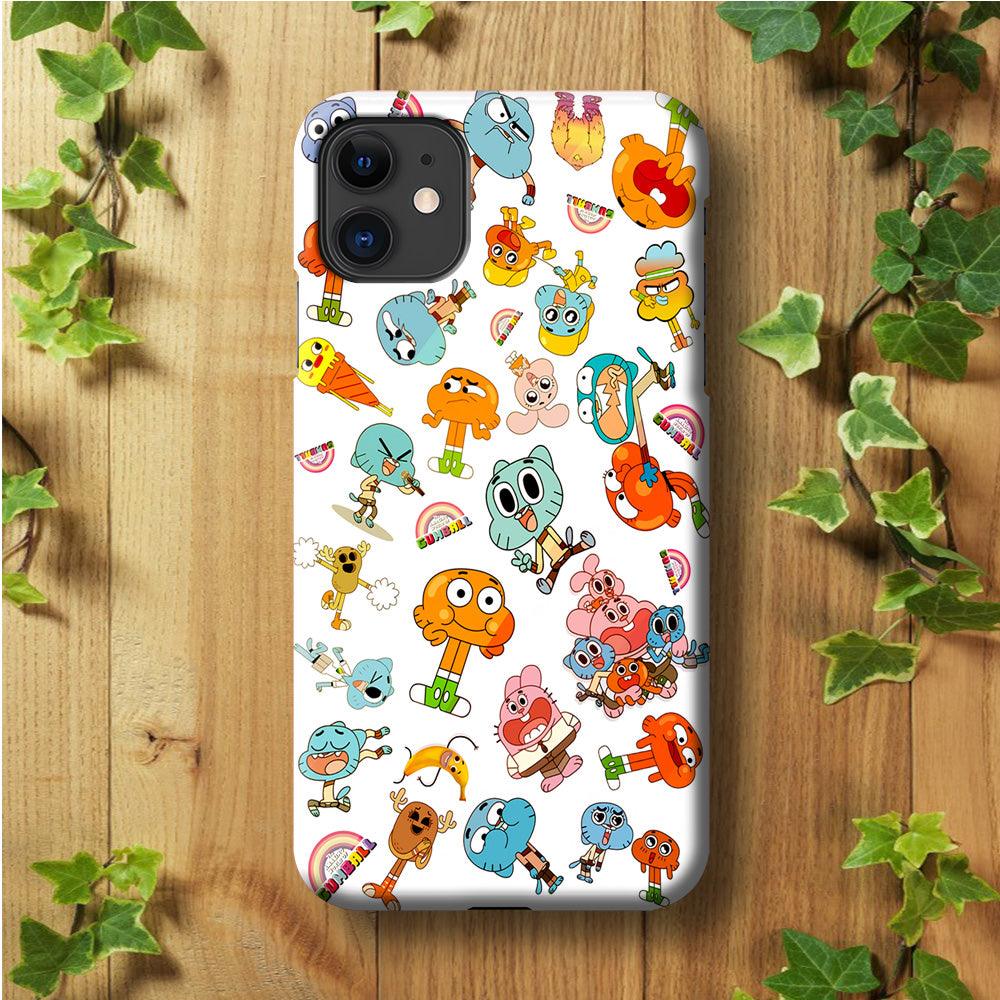 Gumball Doodle iPhone 11 Case-Plastic / Full Wrap (3D Case)-Xtracase