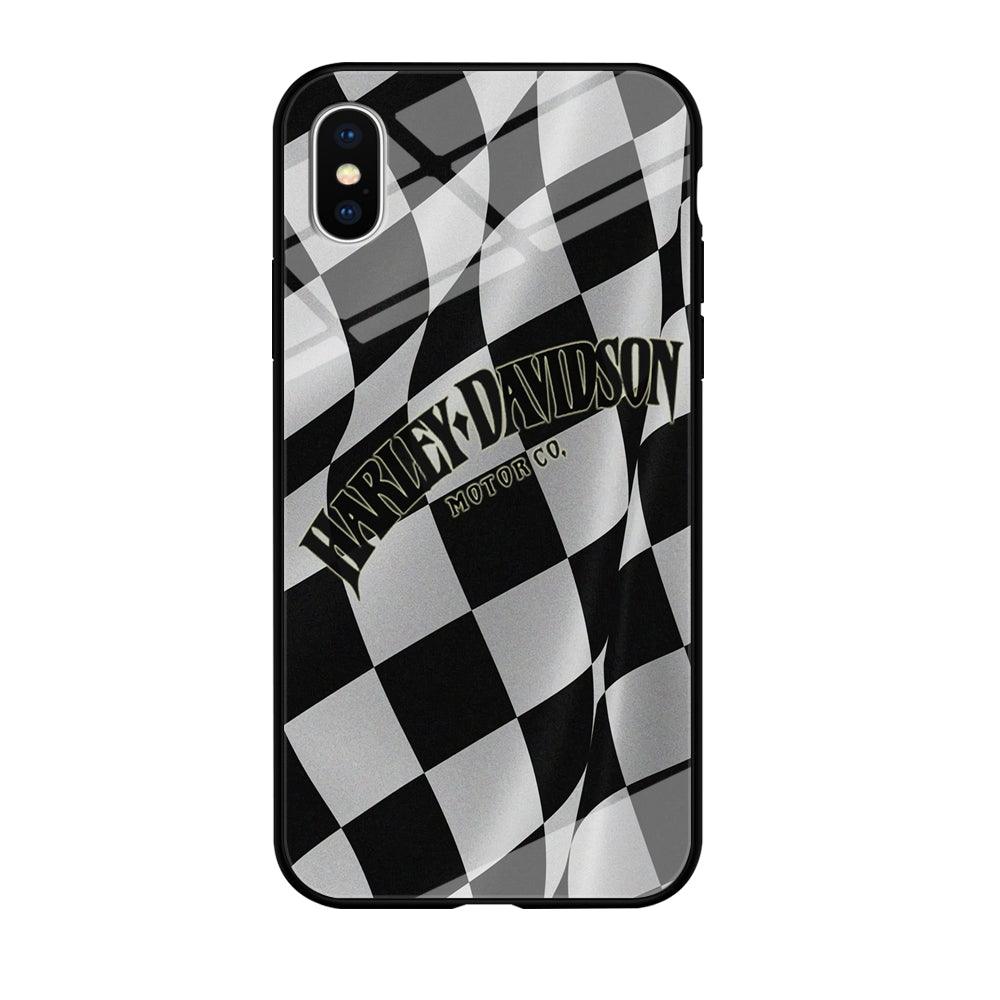 Harley Davidson Black White Flag iPhone X Case-Tempered Glass Case-Xtracase