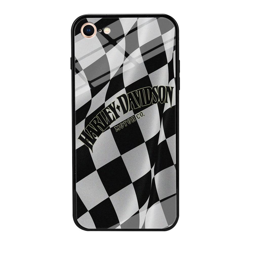 Harley Davidson Black White Flag iPhone 7 Case-Tempered Glass Case-Xtracase