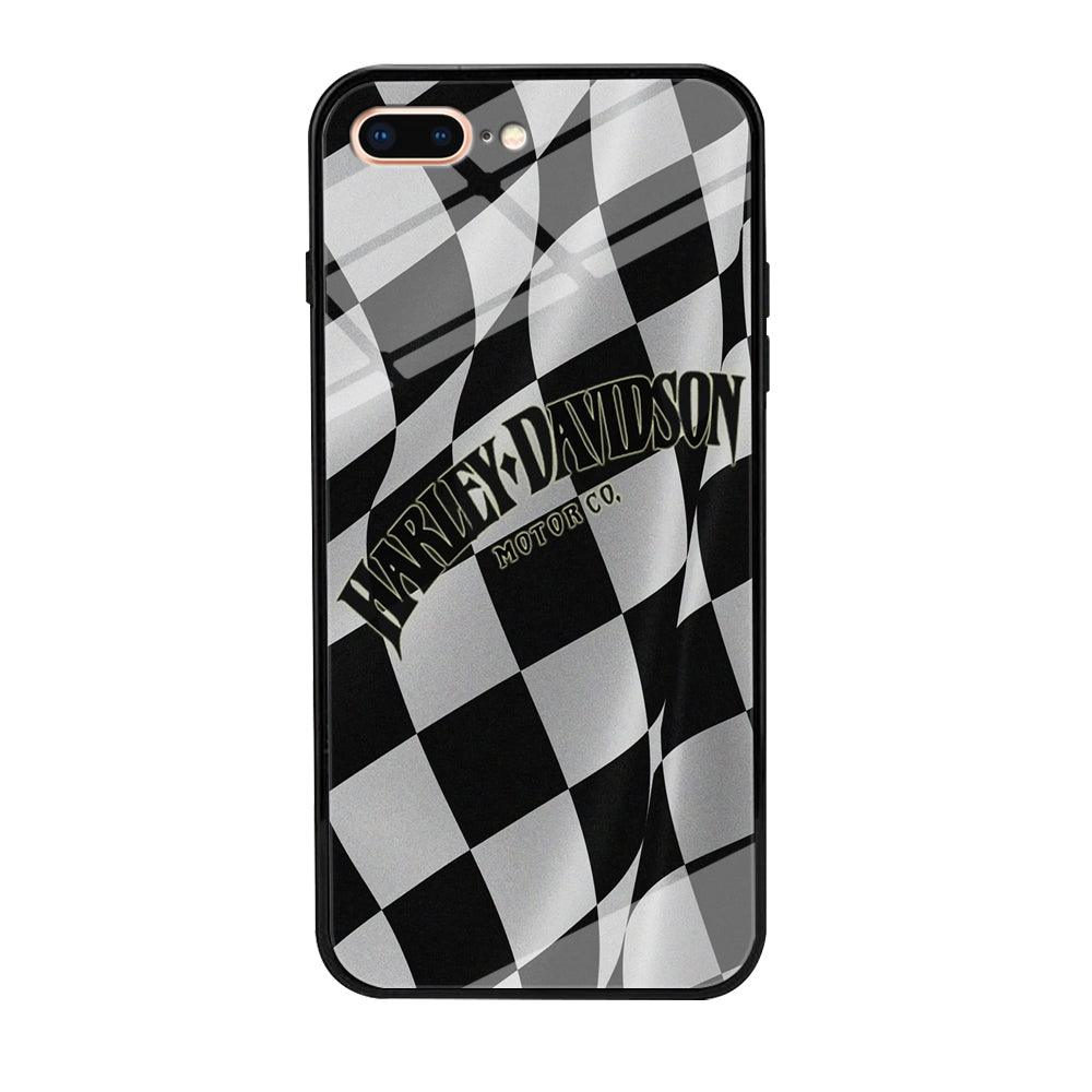 Harley Davidson Black White Flag iPhone 7 Plus Case-Tempered Glass Case-Xtracase