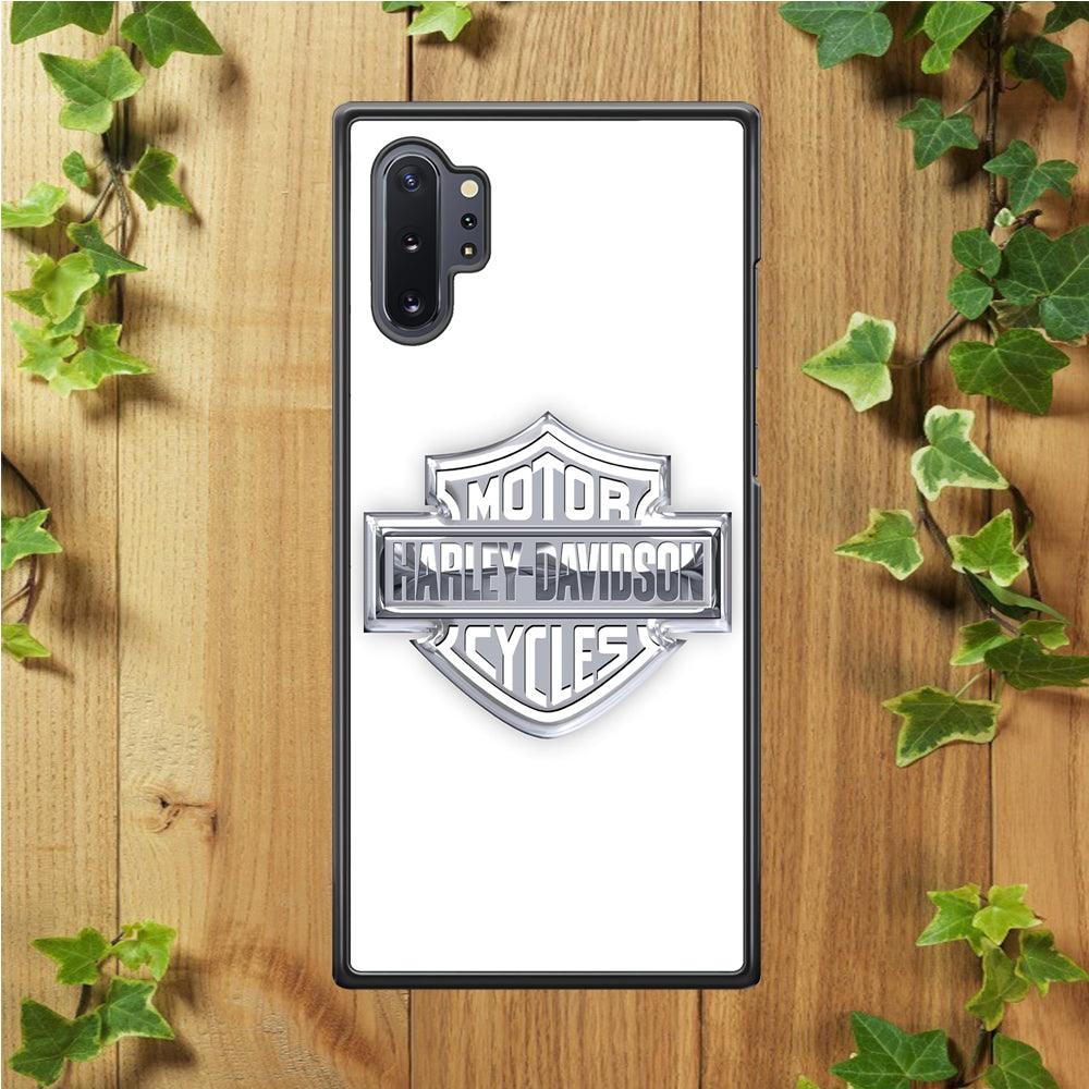 Harley Davidson Logo Silver Samsung Galaxy Note 10 Plus Case-Rubber / White (2D Case)-Xtracase