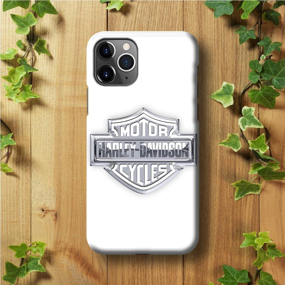 Harley Davidson Logo Silver iPhone 11 Pro Case-Plastic / Full Wrap (3D Case)-Xtracase