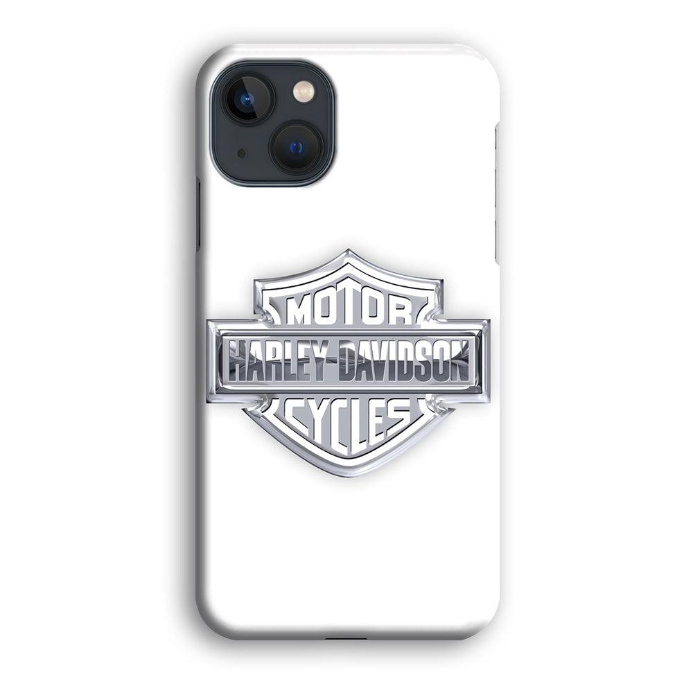 Harley Davidson Logo Silver iPhone 13 Mini Case-Plastic / Full Wrap (3D Case)-Xtracase