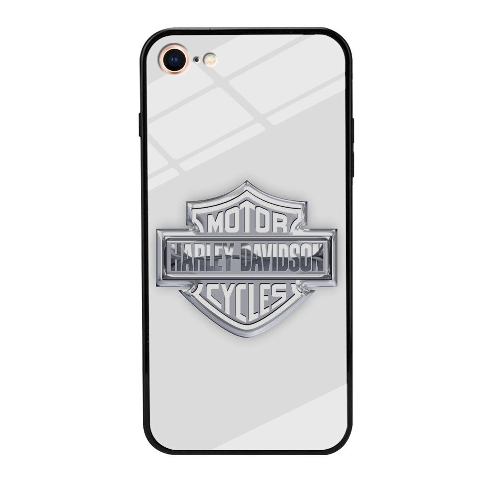 Harley Davidson Logo Silver iPhone 7 Case-Tempered Glass Case-Xtracase
