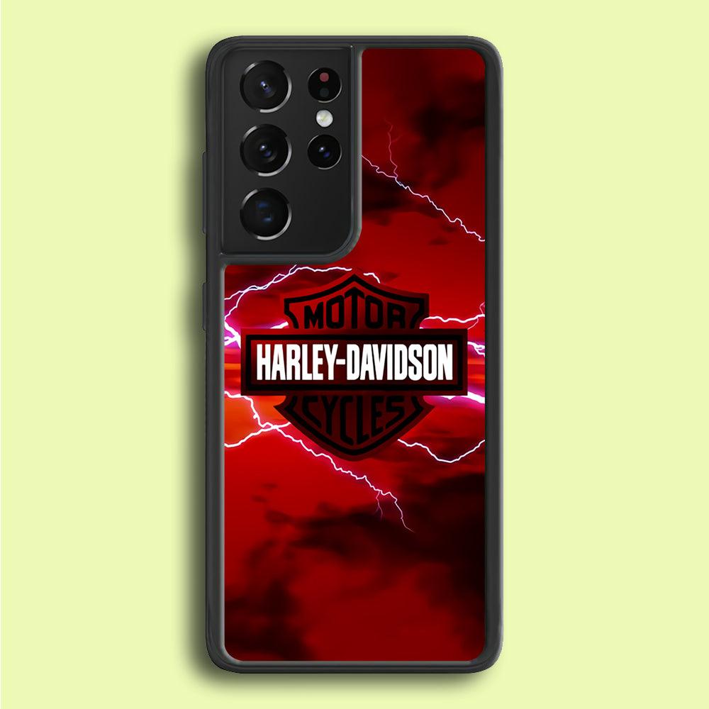 Harley Davidson Red Sky Samsung Galaxy S21 Ultra Case-Rubber / White (2D Case)-Xtracase