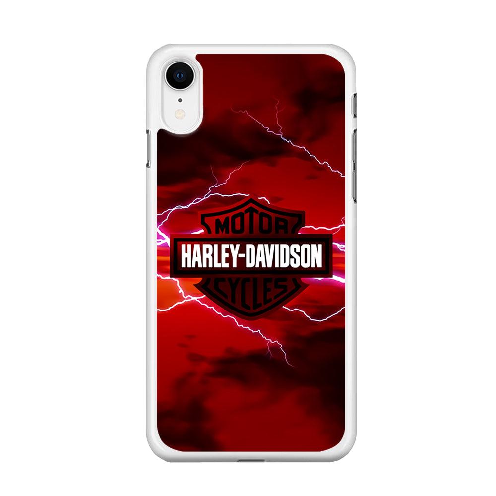 Harley Davidson Red Sky iPhone XR Case-Rubber / White (2D Case)-Xtracase