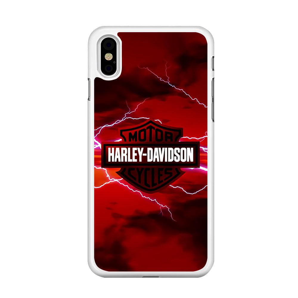 Harley Davidson Red Sky iPhone Xs Max Case-Rubber / White (2D Case)-Xtracase