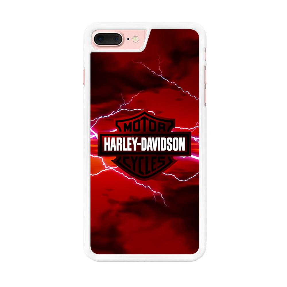 Harley Davidson Red Sky iPhone 8 Plus Case-Rubber / White (2D Case)-Xtracase