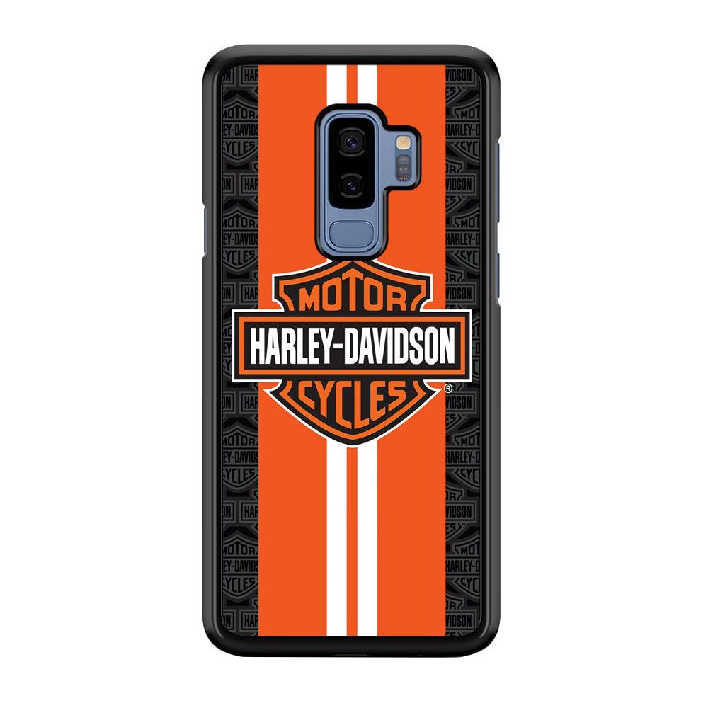 Harley Davidson White Striped Orange Samsung Galaxy S9 Plus Case-Plastic / Full Wrap (3D Case)-Xtracase