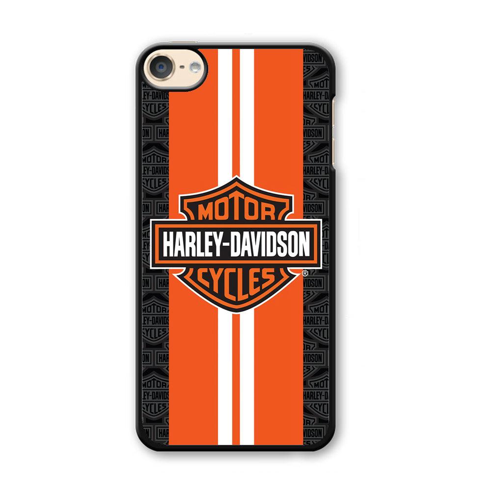 Harley Davidson White Striped Orange iPod Touch 6 Case-Plastic / Full Wrap (3D Case)-Xtracase