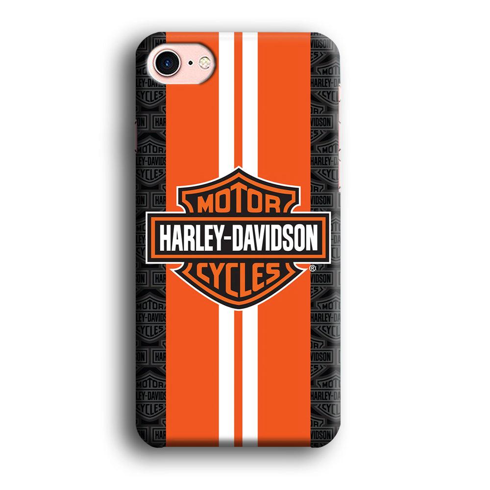 Harley Davidson White Striped Orange iPhone SE 2020 Case-Plastic / Full Wrap (3D Case)-Xtracase