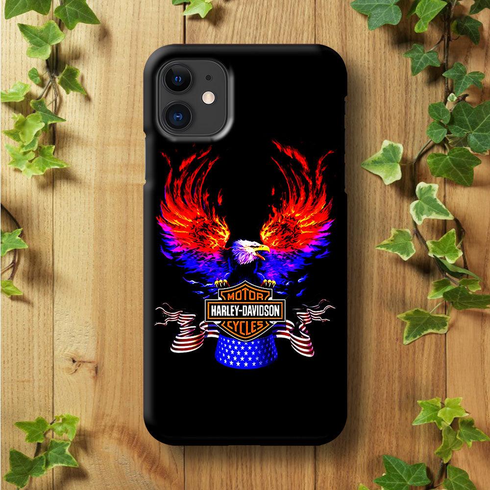 Harley Eagle Fire iPhhone 11 Case-Plastic / Full Wrap (3D Case)-Xtracase