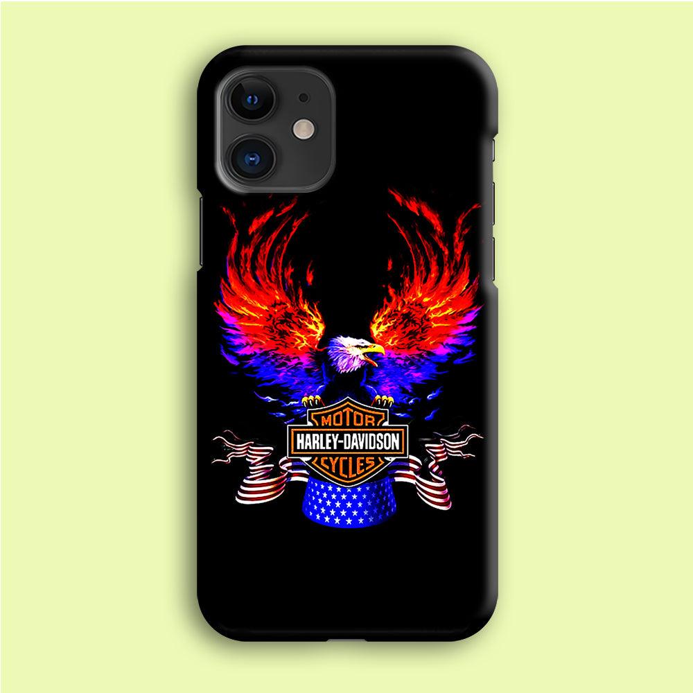 Harley Eagle Fire iPhone 12 Case-Plastic / Full Wrap (3D Case)-Xtracase