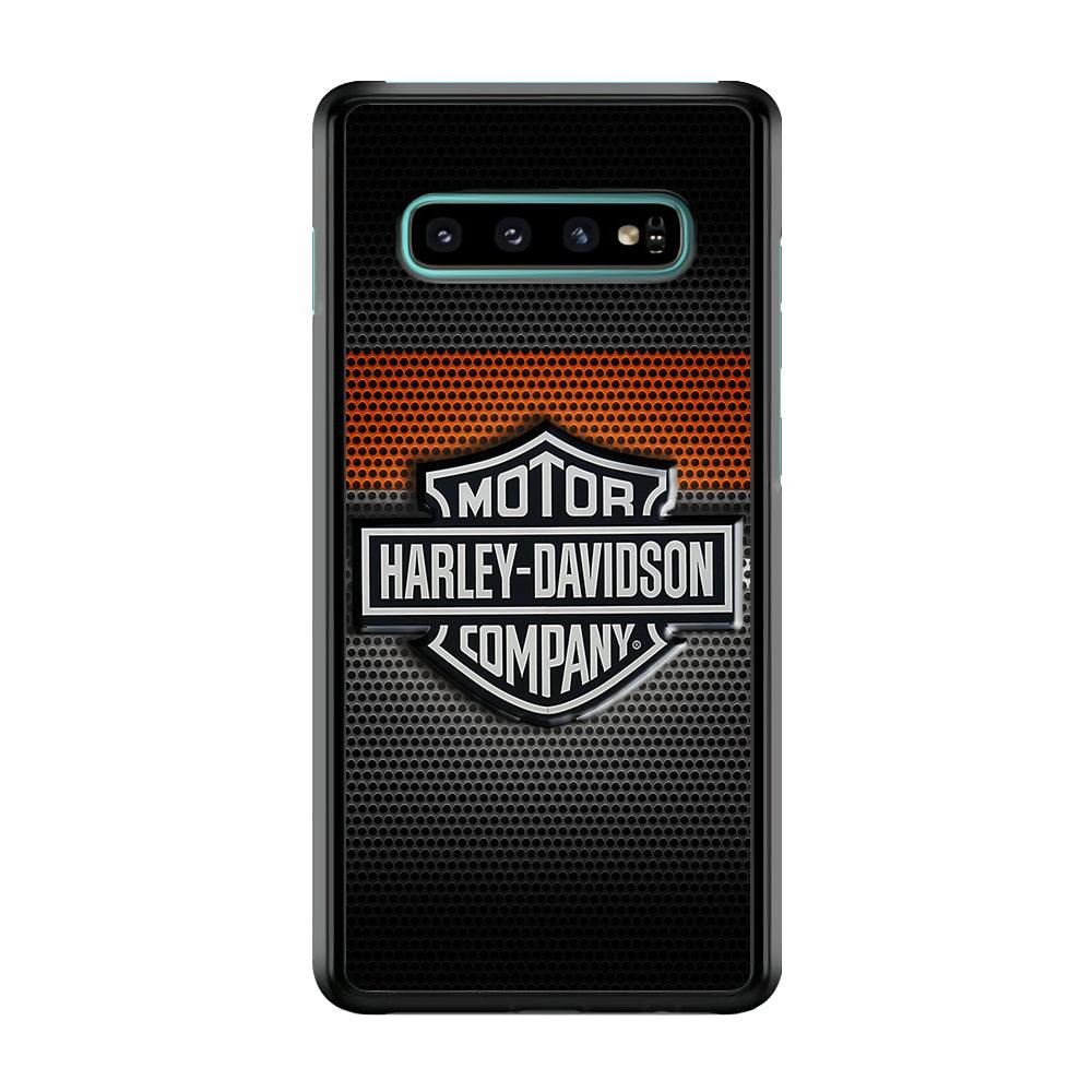 Harley Silver Motif Samsung Galaxy S10 Plus Case-Rubber / Black (2D Case)-Xtracase